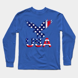 USA American Flag Typography Patriotic American  Vintage retro T-Shirt for Men, Women & Kids Long Sleeve T-Shirt